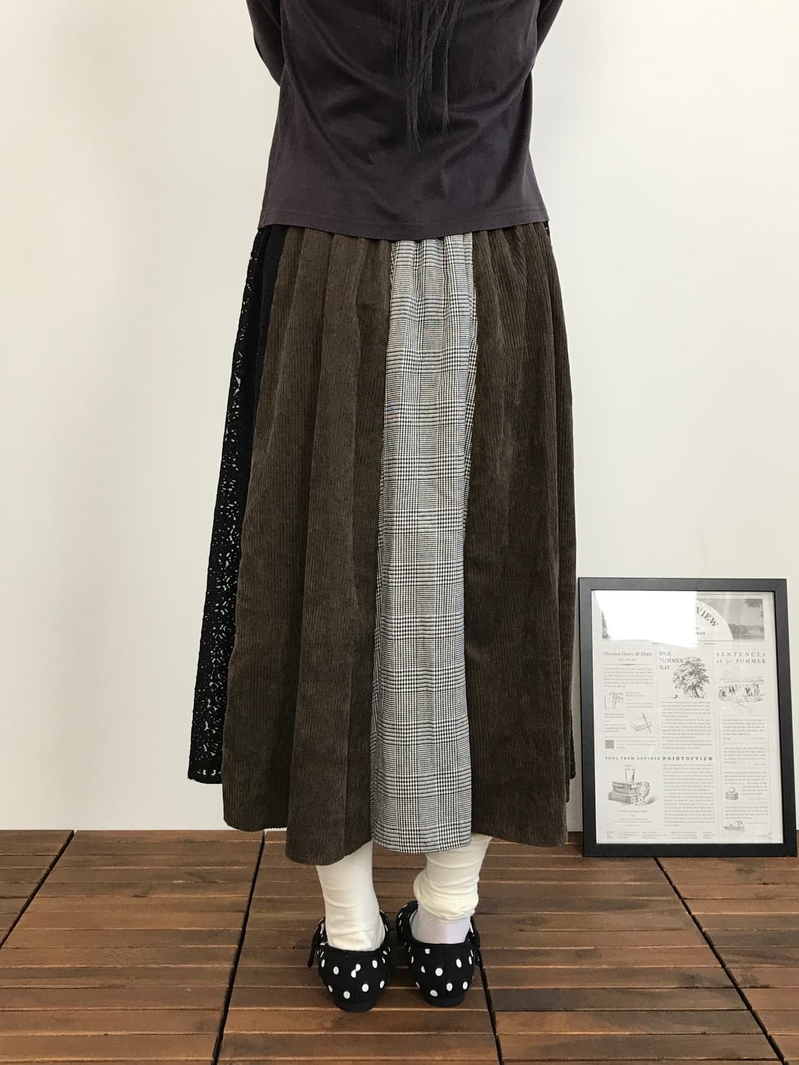 Jpn Asymmetrical Patchwork Plaid Skirt 상품이미지3