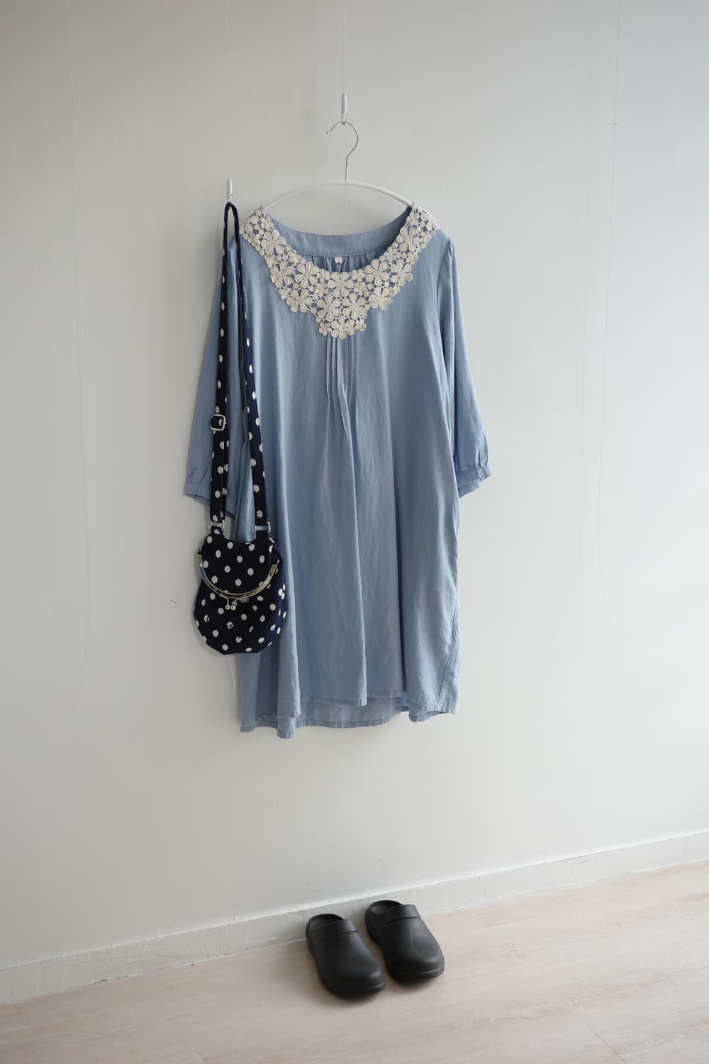  Antique crochet misty blue blouse 상품이미지5