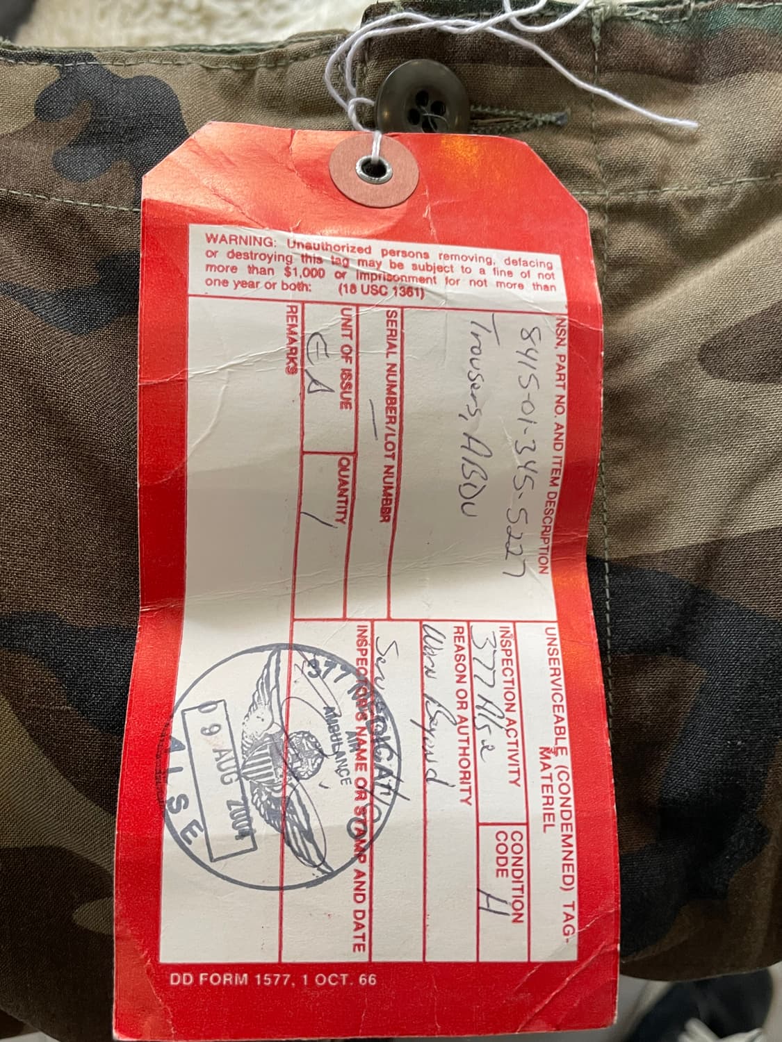 us army 오리지널 에어크루 카모 카고 팬츠 상품이미지4
