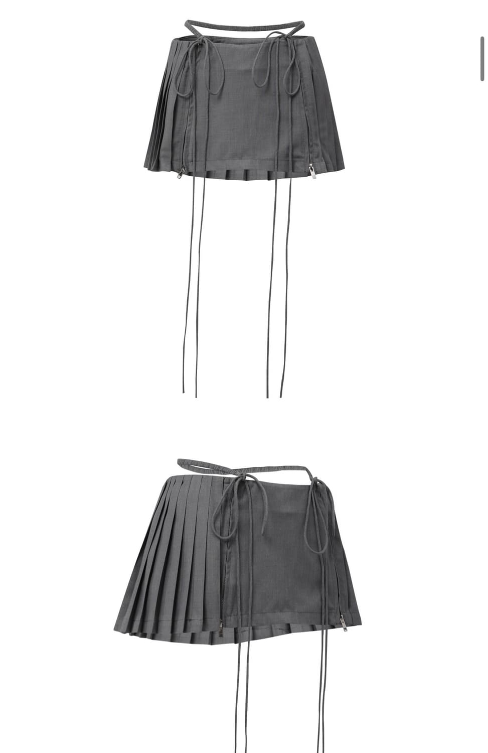 Nodress 그레이 로우라이즈 플리츠 스커트 s 상품이미지1