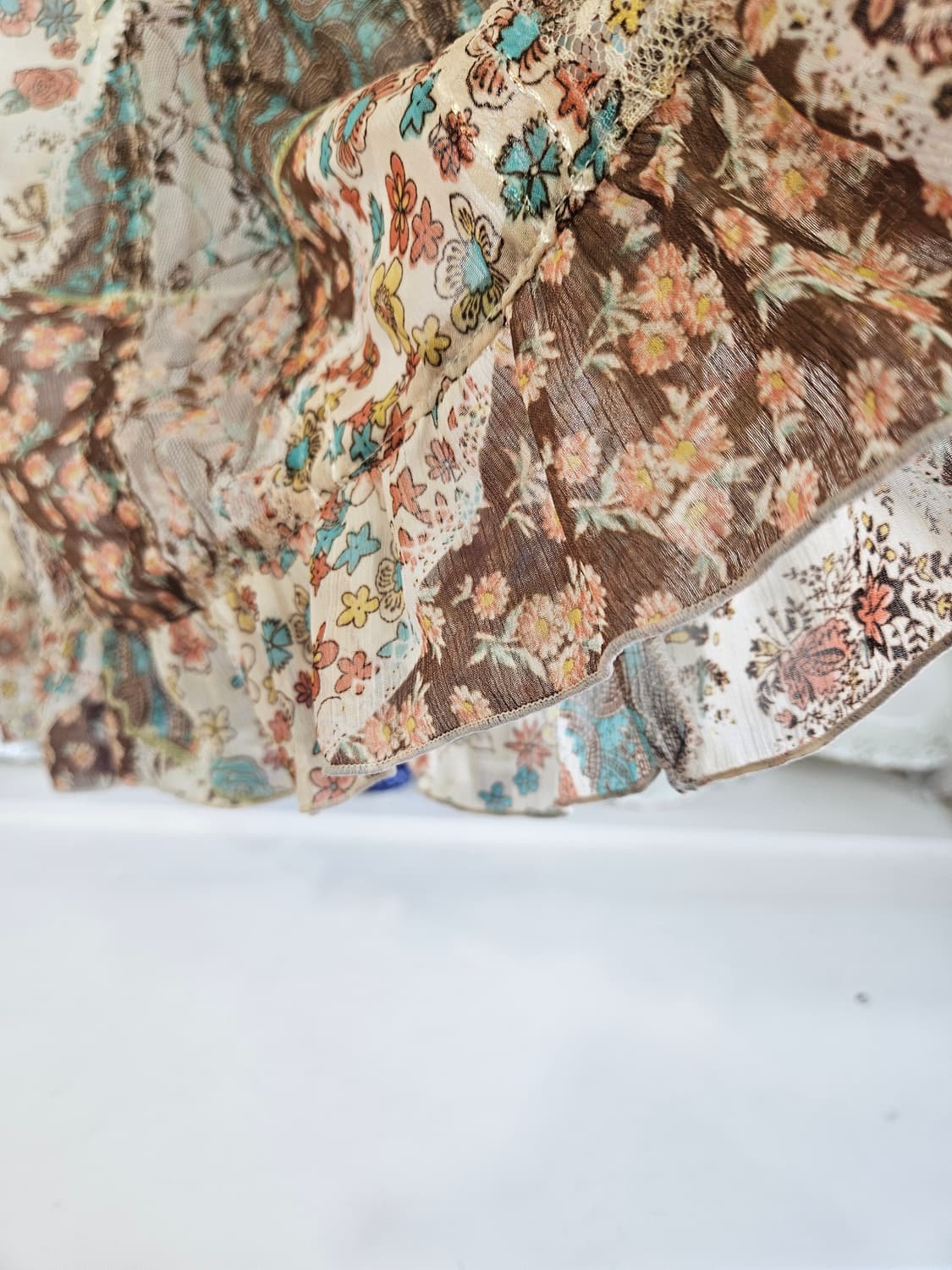 패치워크 플라워 쉬폰 슬립 원피스 상품이미지5