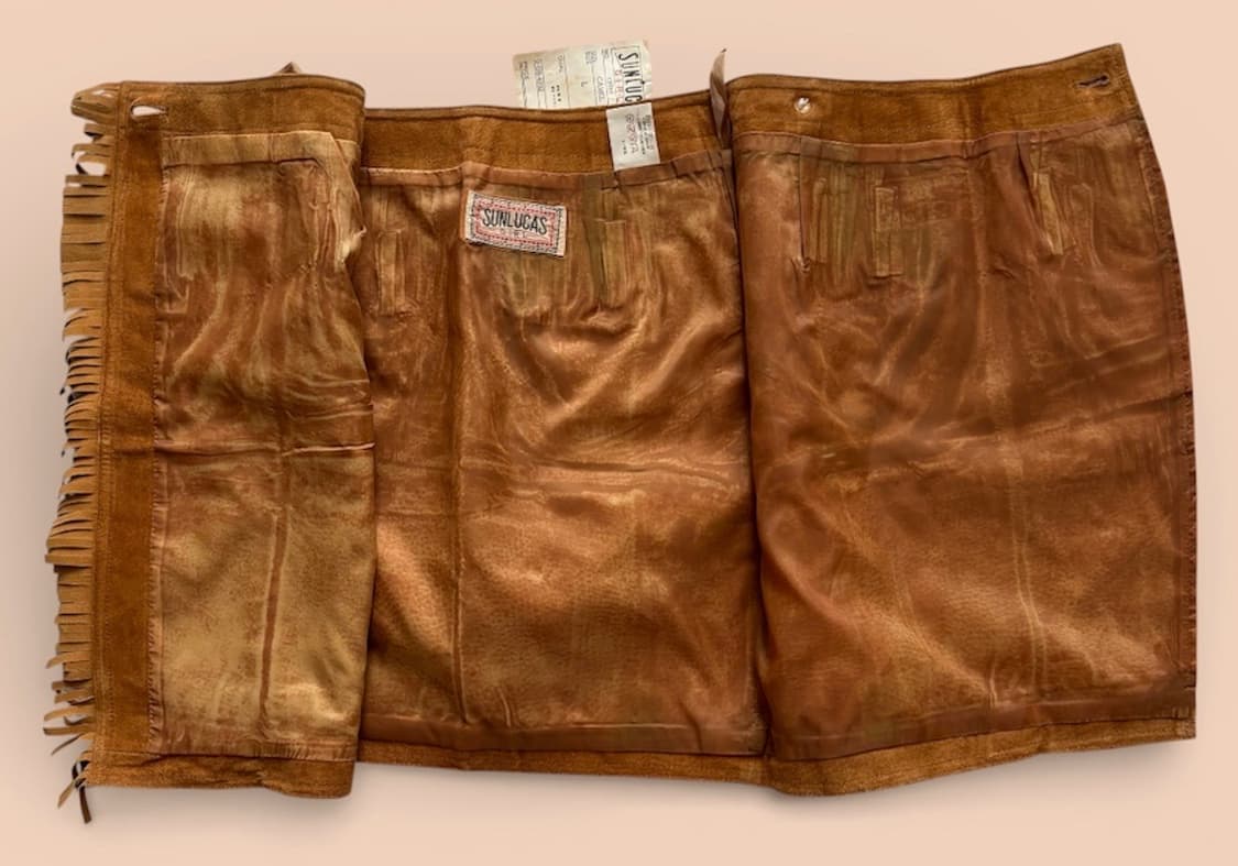 SUNLUCAS GIRL 빈티지 웨스턴 레더 랩스커트 상품이미지3