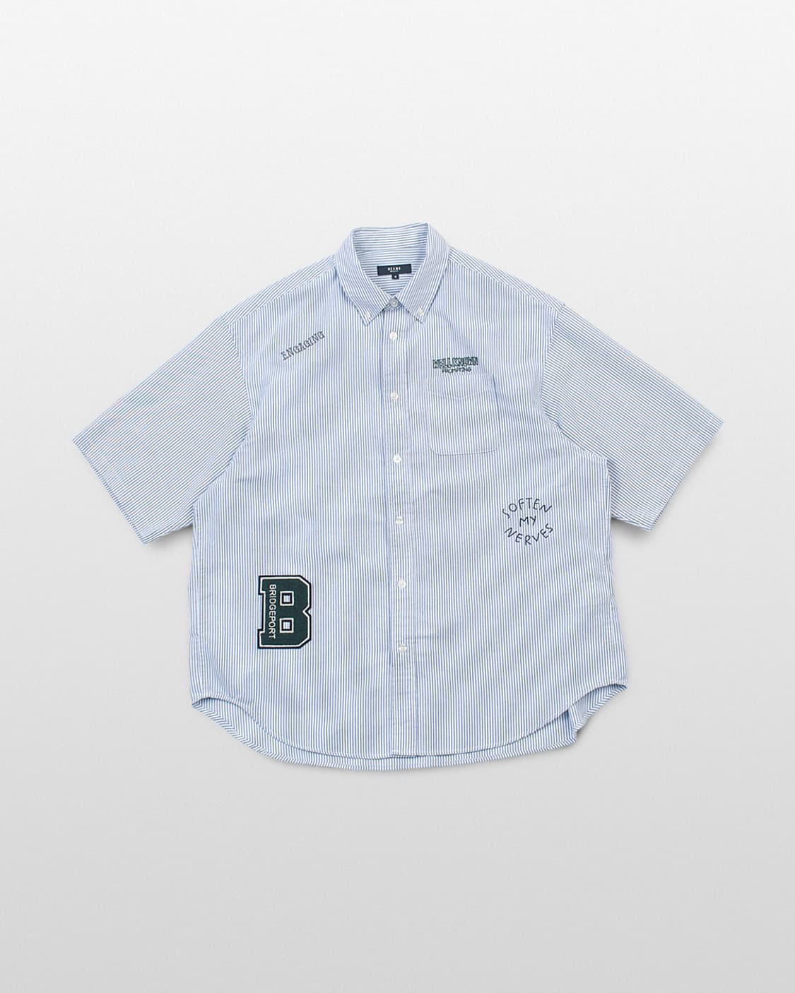 BEAMS HEART Stripe Patchwork Half Shirt 상품이미지1