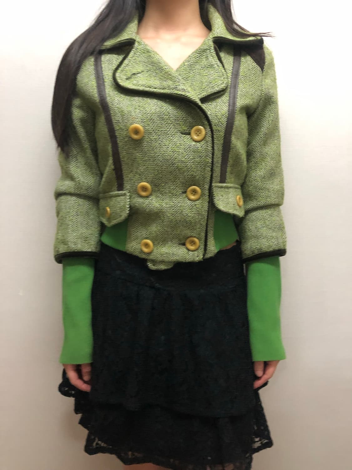 빈티지 그린 울 버튼 자켓 상품이미지4