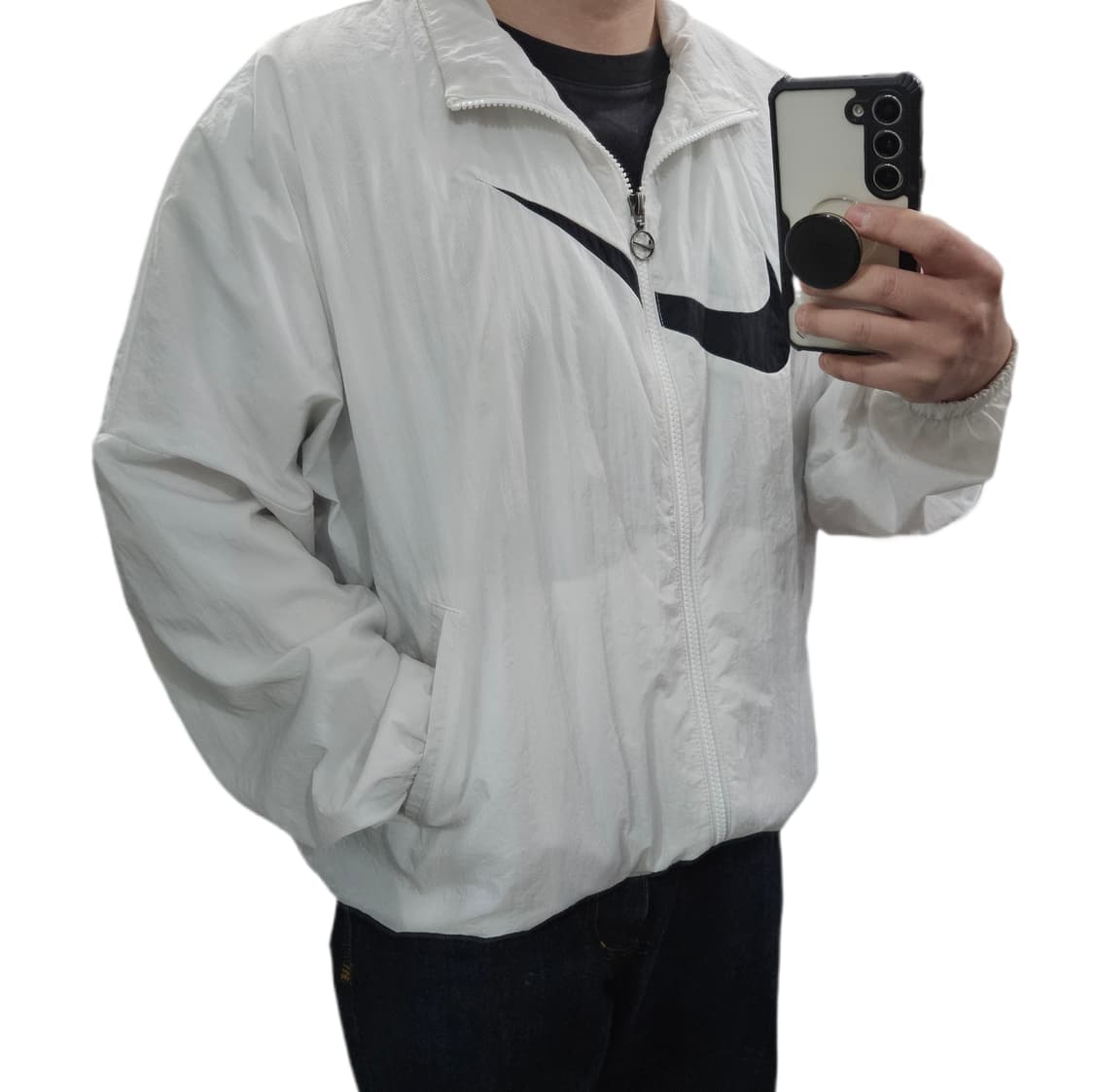 M 나이키 빅스우시 화이트 오버핏 바람막이 상품이미지1