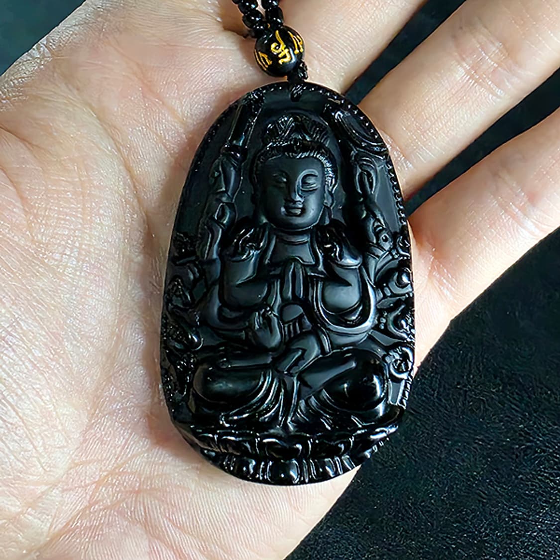 천수관음 흑요석 펜던트 불상 부처님 불교 남자 목걸이 상품이미지6