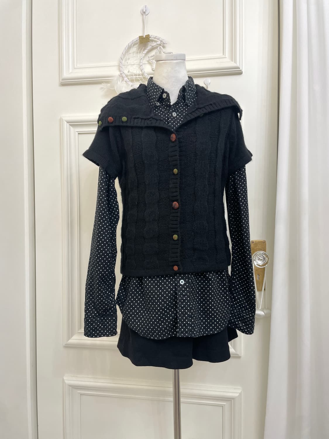 black mori twist half collar cardigan 상품이미지1