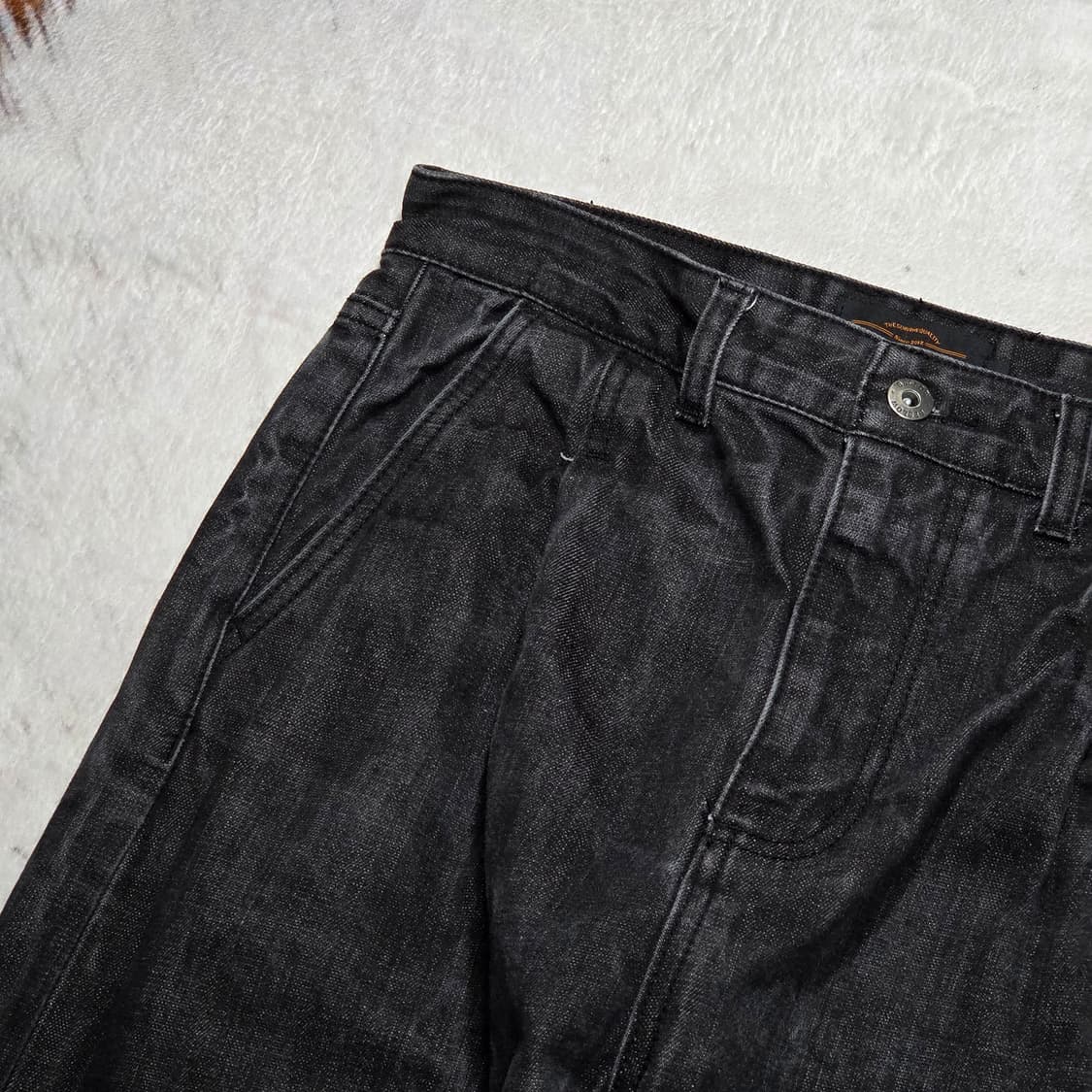 흑청 원 핀턱 빈티지 워싱 와이드 팬츠 상품이미지2