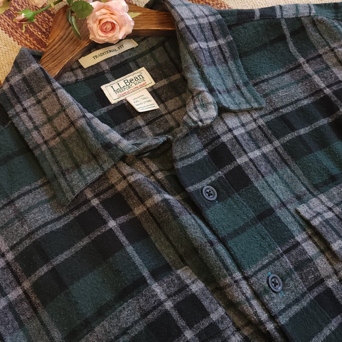 90s 엘엘빈 샤모아 워크셔츠 체크셔츠 플란넬 셔츠 헤비코튼 그린 xxl 상품이미지8