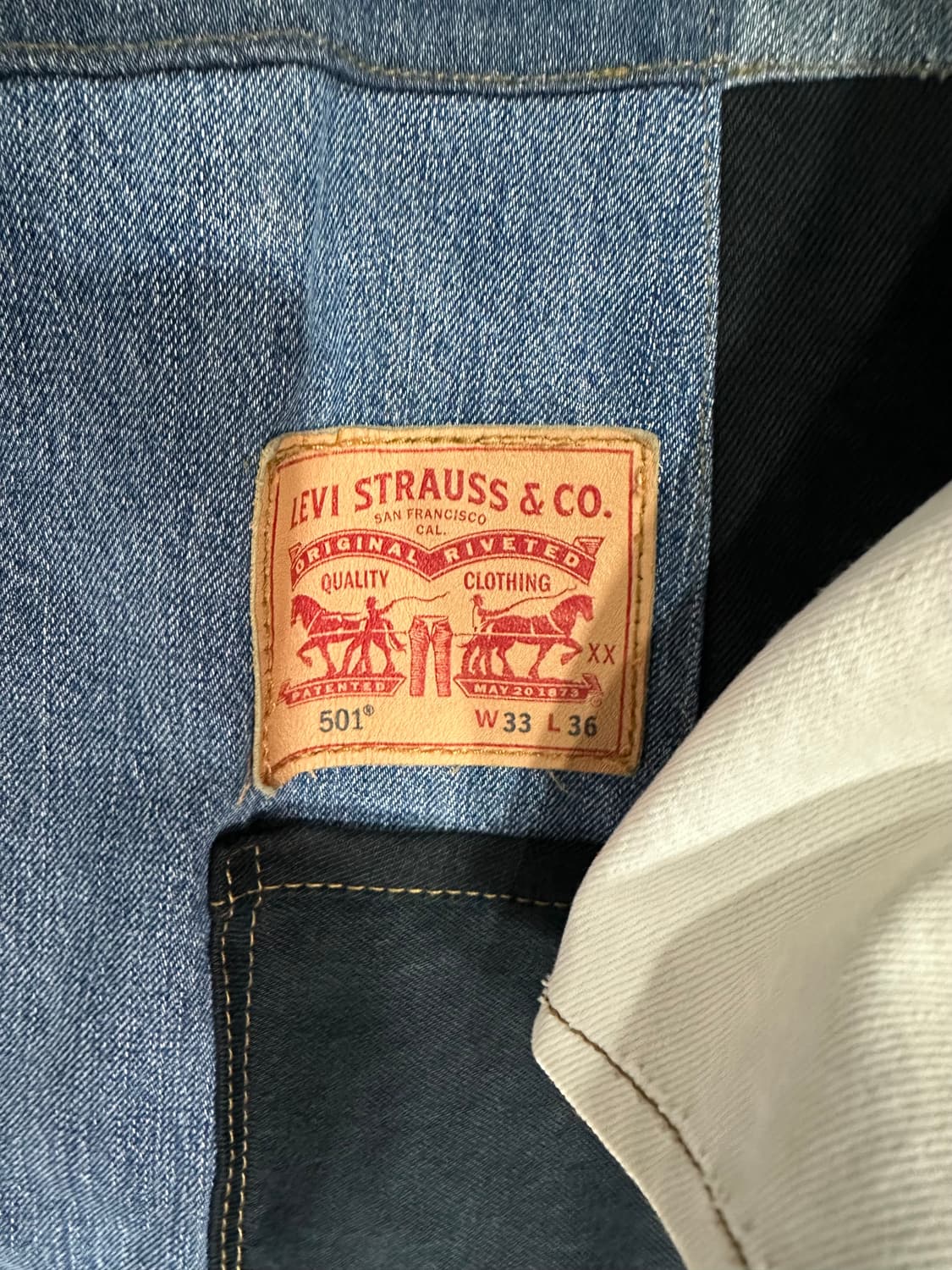 리바이스Levis 리메이크 패치워크 데님롱코트 XXL 오버핏 빈티지 상품이미지5