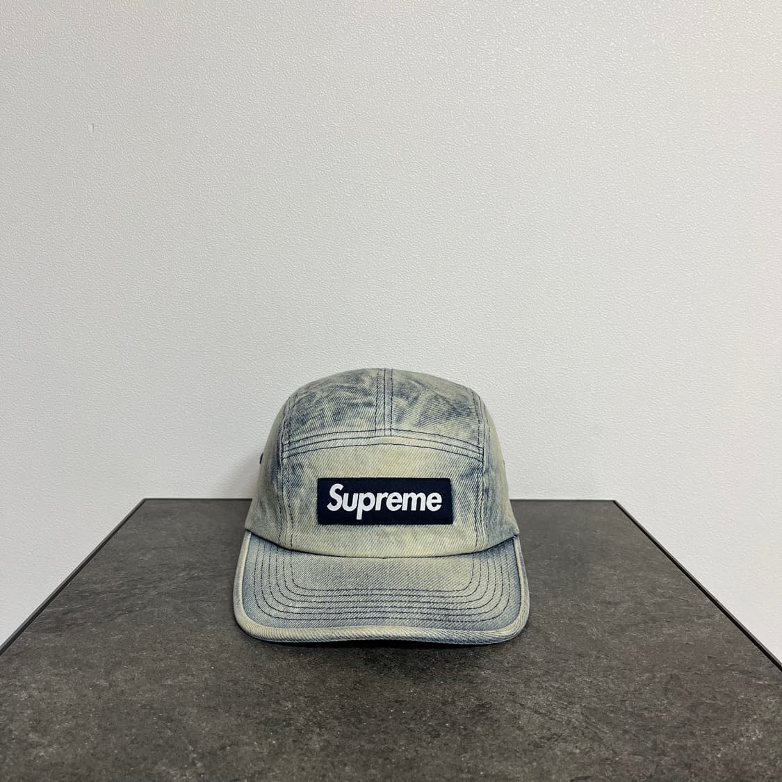 슈프림 24SS 워시드 더티 데님 박스로고 캠프캡 모자 상품이미지1