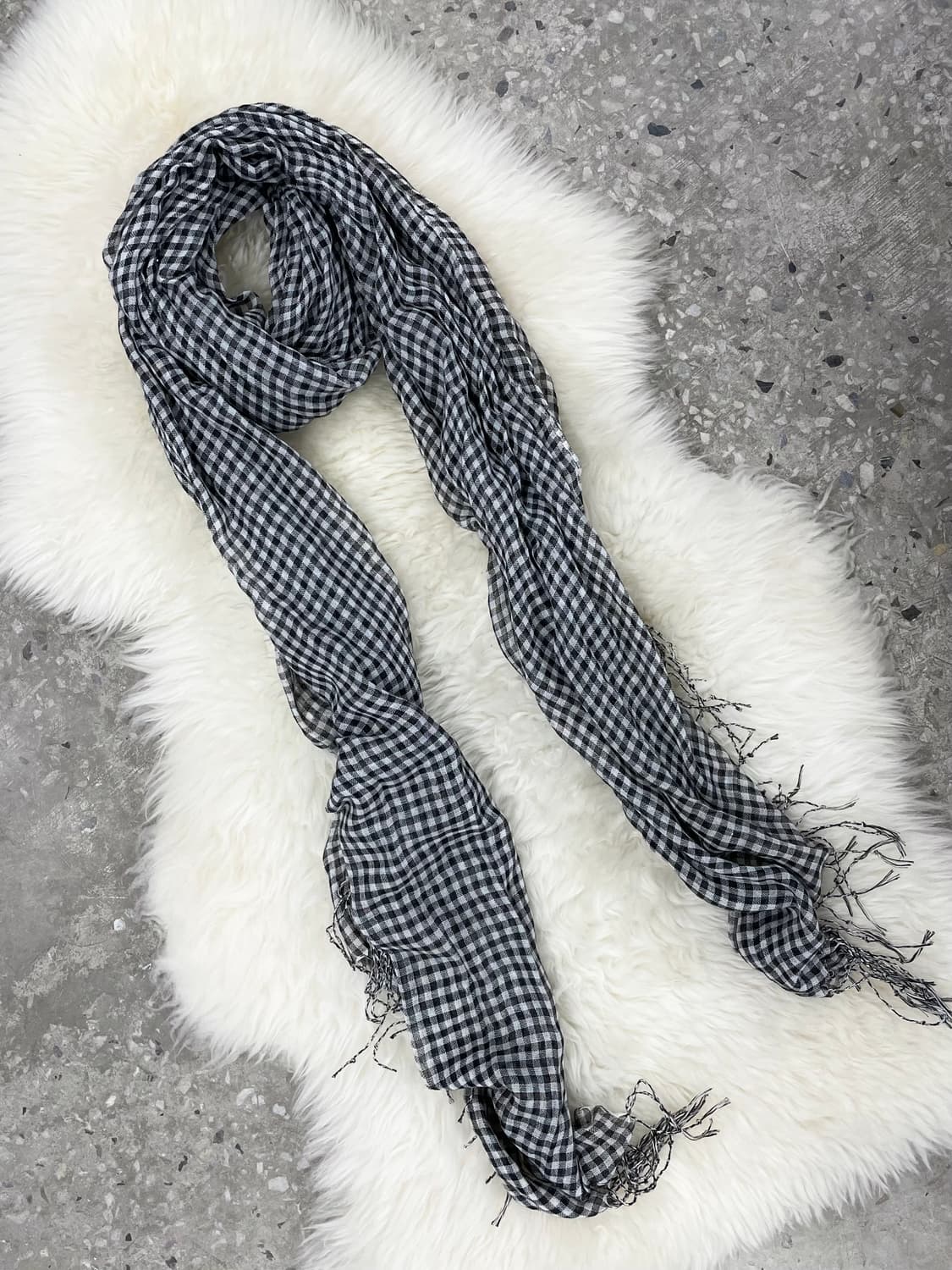 니혼진 너드 체크 수술 머플러 상품이미지5