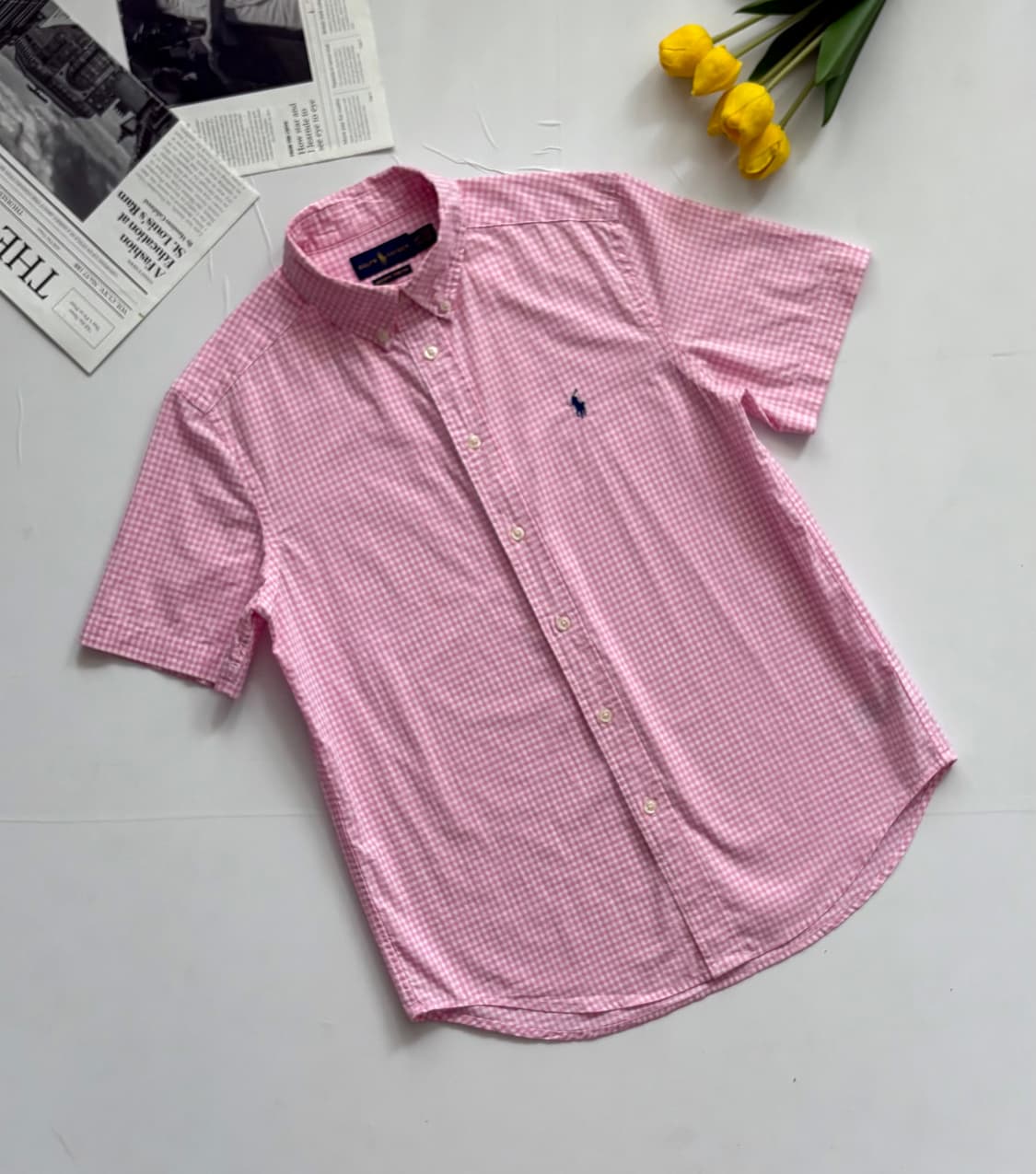 Polo 폴로랄프로렌 핑크 체크 반팔 셔츠 상품이미지1