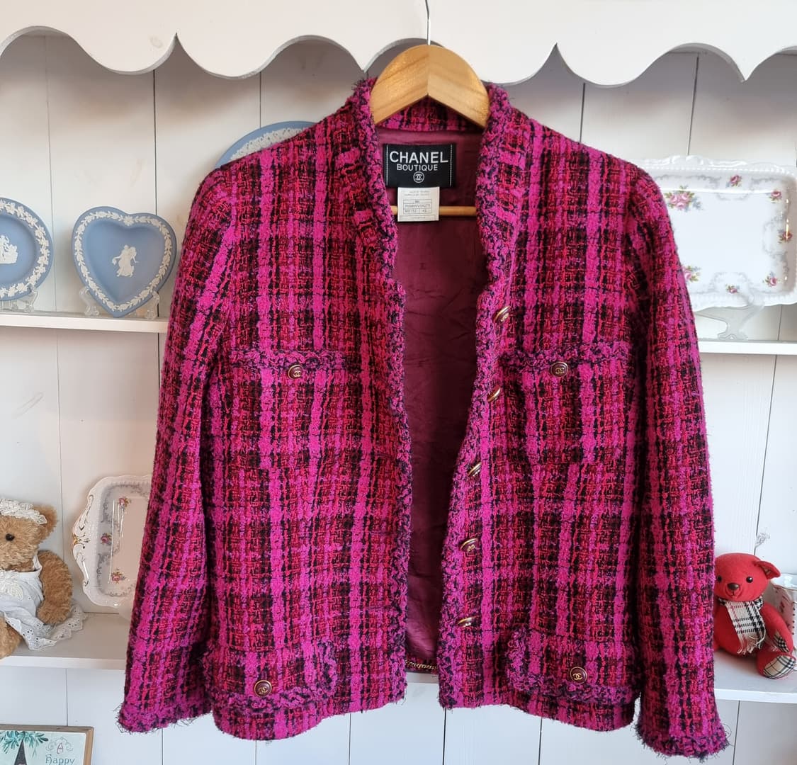 CHANEL샤넬트위드자켓 핫핑크 체크 상품이미지7