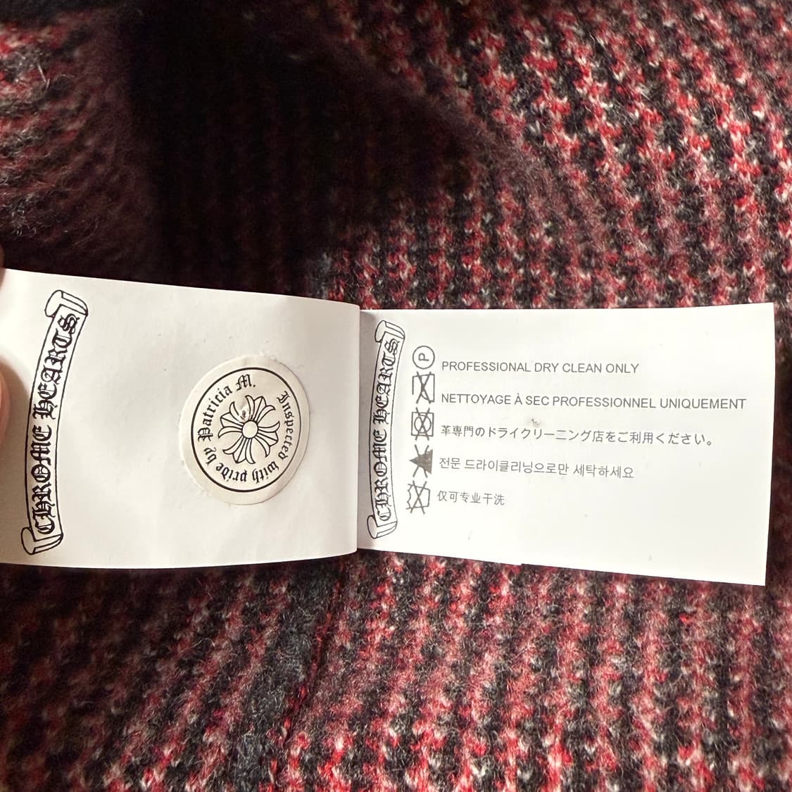 [XXL] 크롬하츠 CH 캐시미어 블랙&레드 크로스 플레이드 가디건 상품이미지9