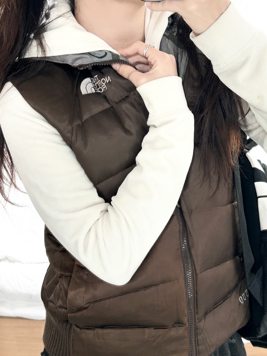 노스페이스 초코 브라운 구스다운 패딩조끼 상품이미지4