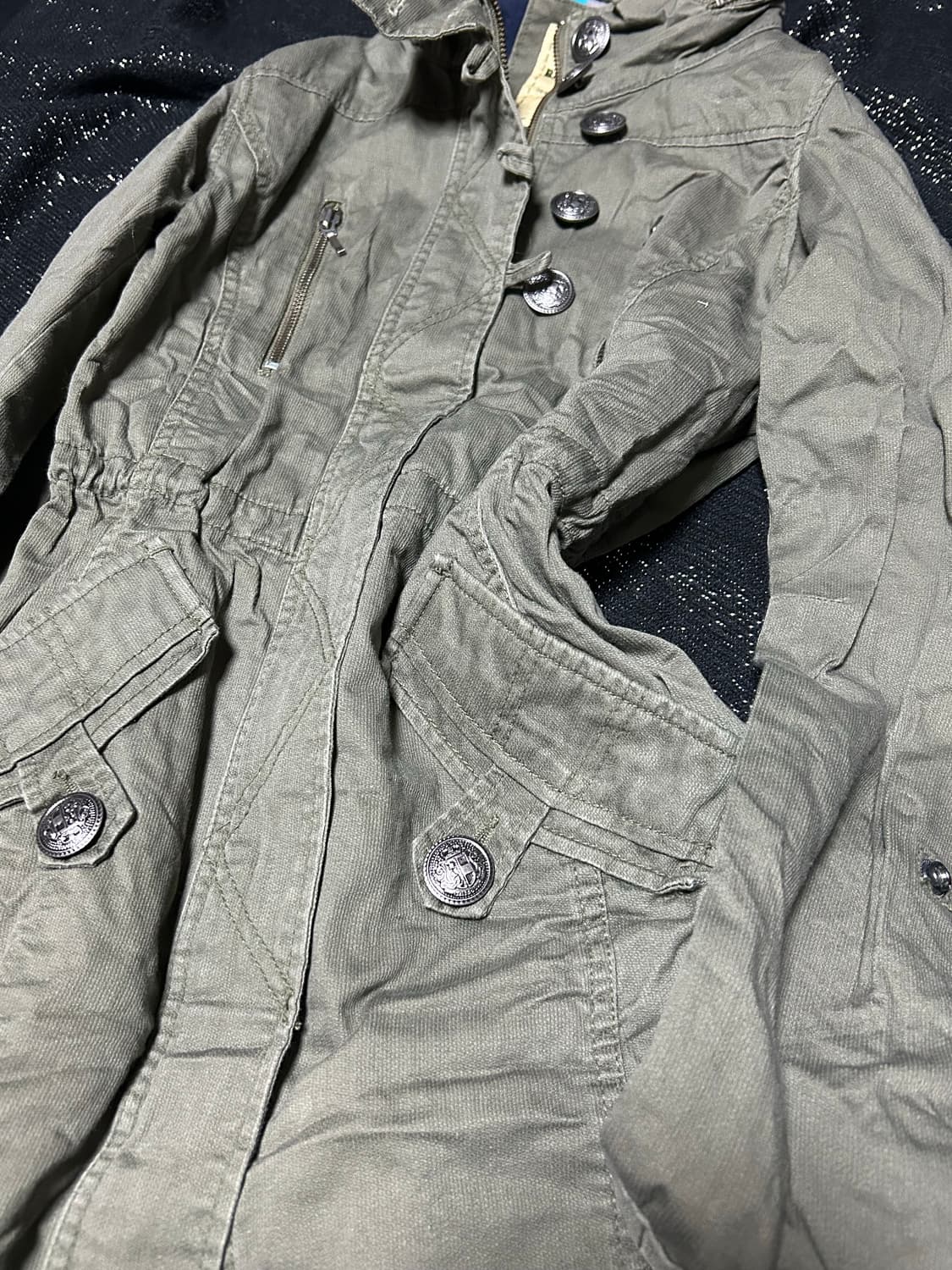 2000s JPN 백넘버 버튼 하이넥 롱 야상자켓  상품이미지2