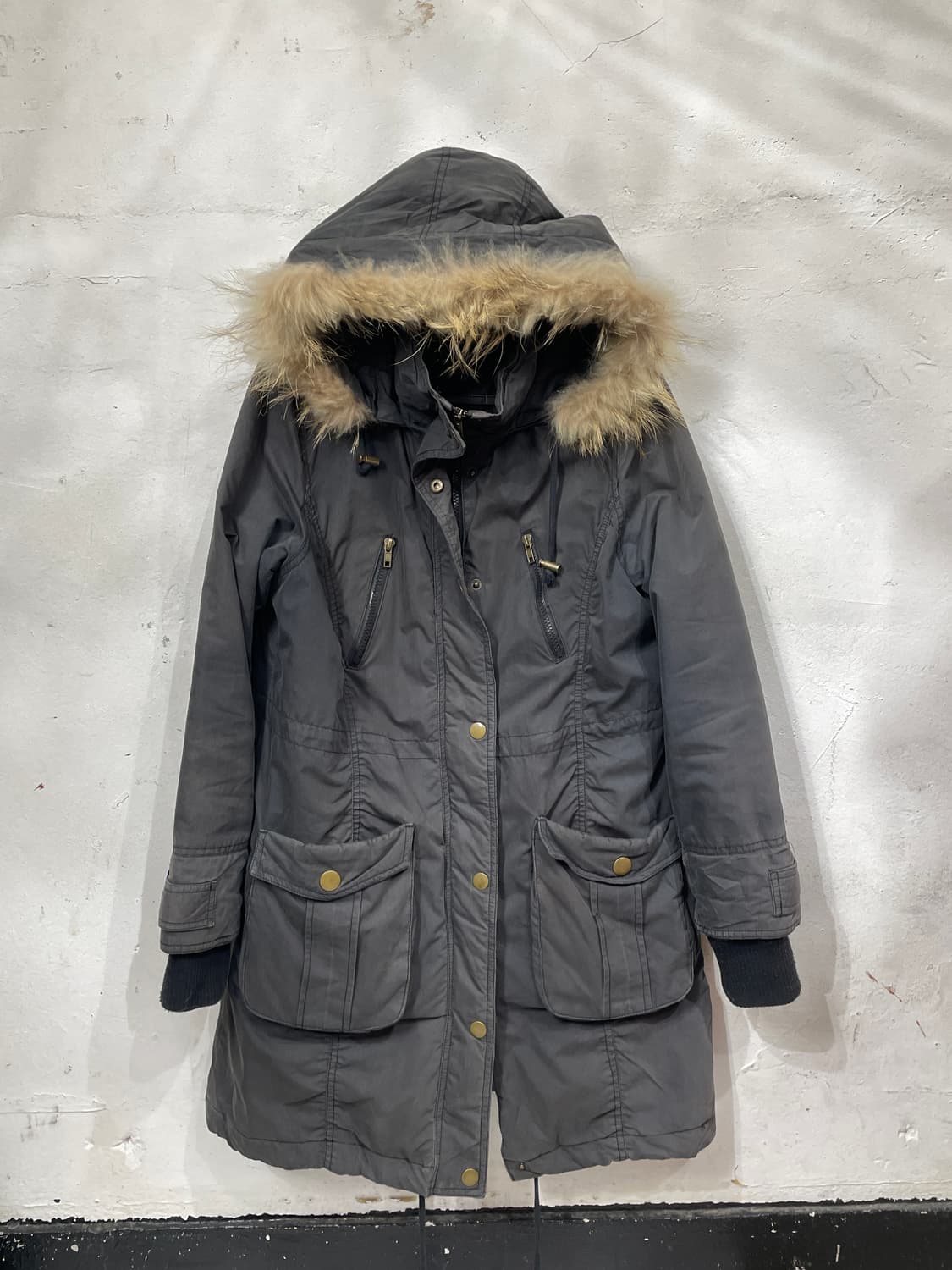 일본빈티지 COLZA 울프죠 퍼 후드 야상 개파카 자켓 M 상품이미지6