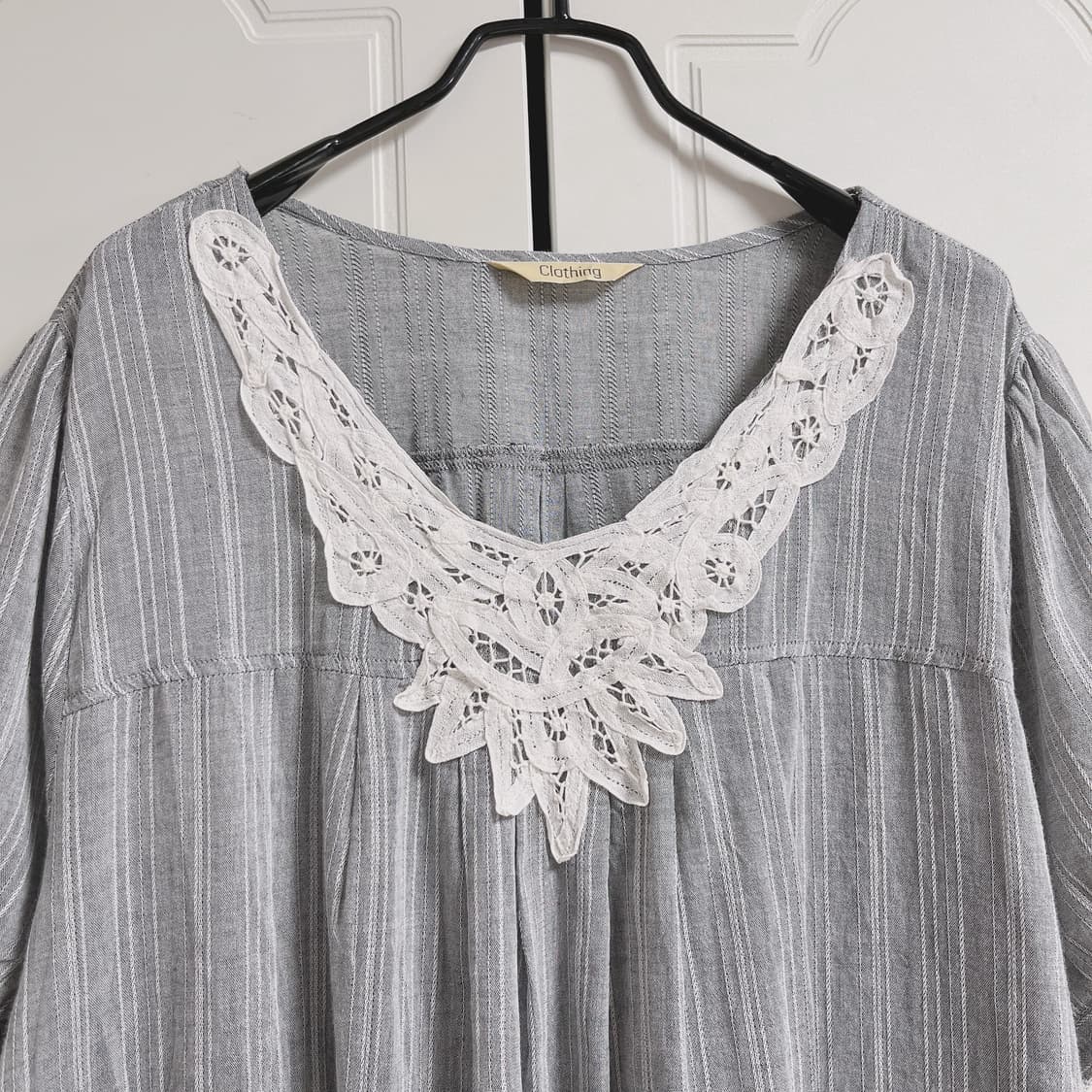 빈티지 모리 크로셰 단가라 반팔 블라우스 원피스 상품이미지2