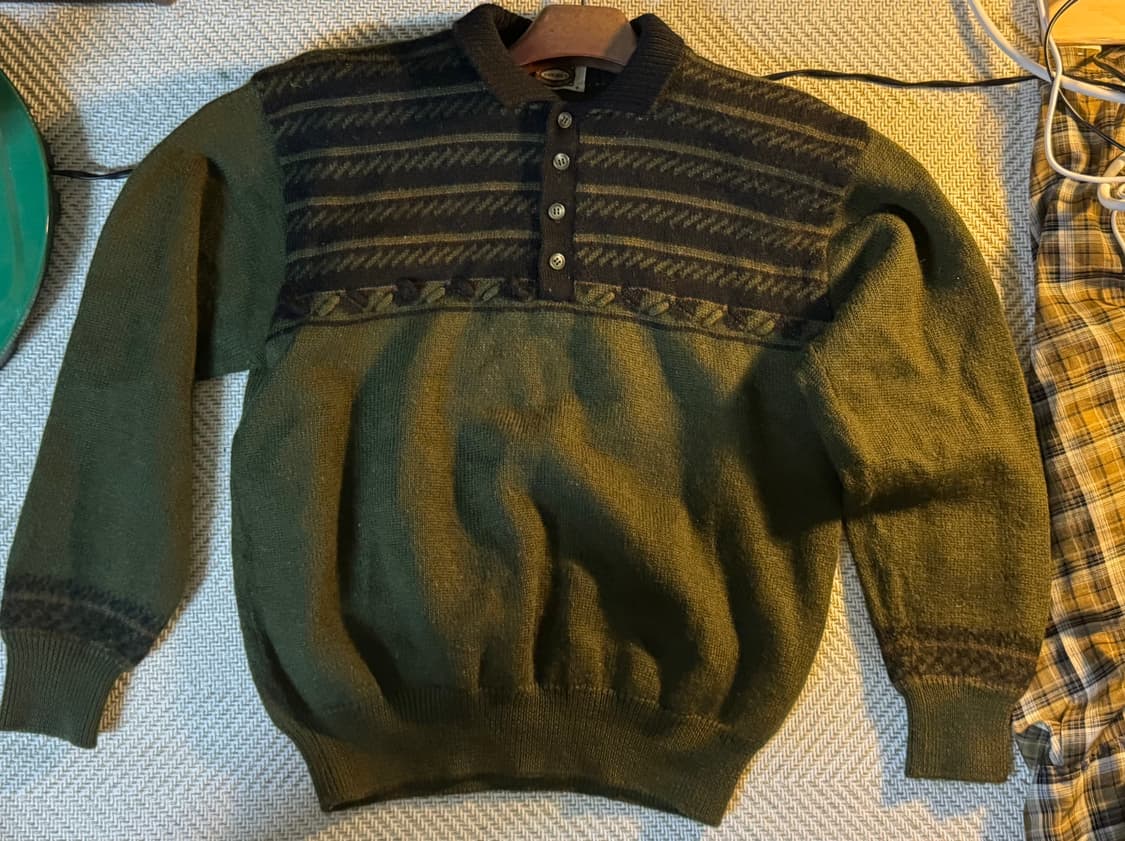 빈티지 노먼(NORMAN) 배색 카라 니트 (M) 상품이미지1