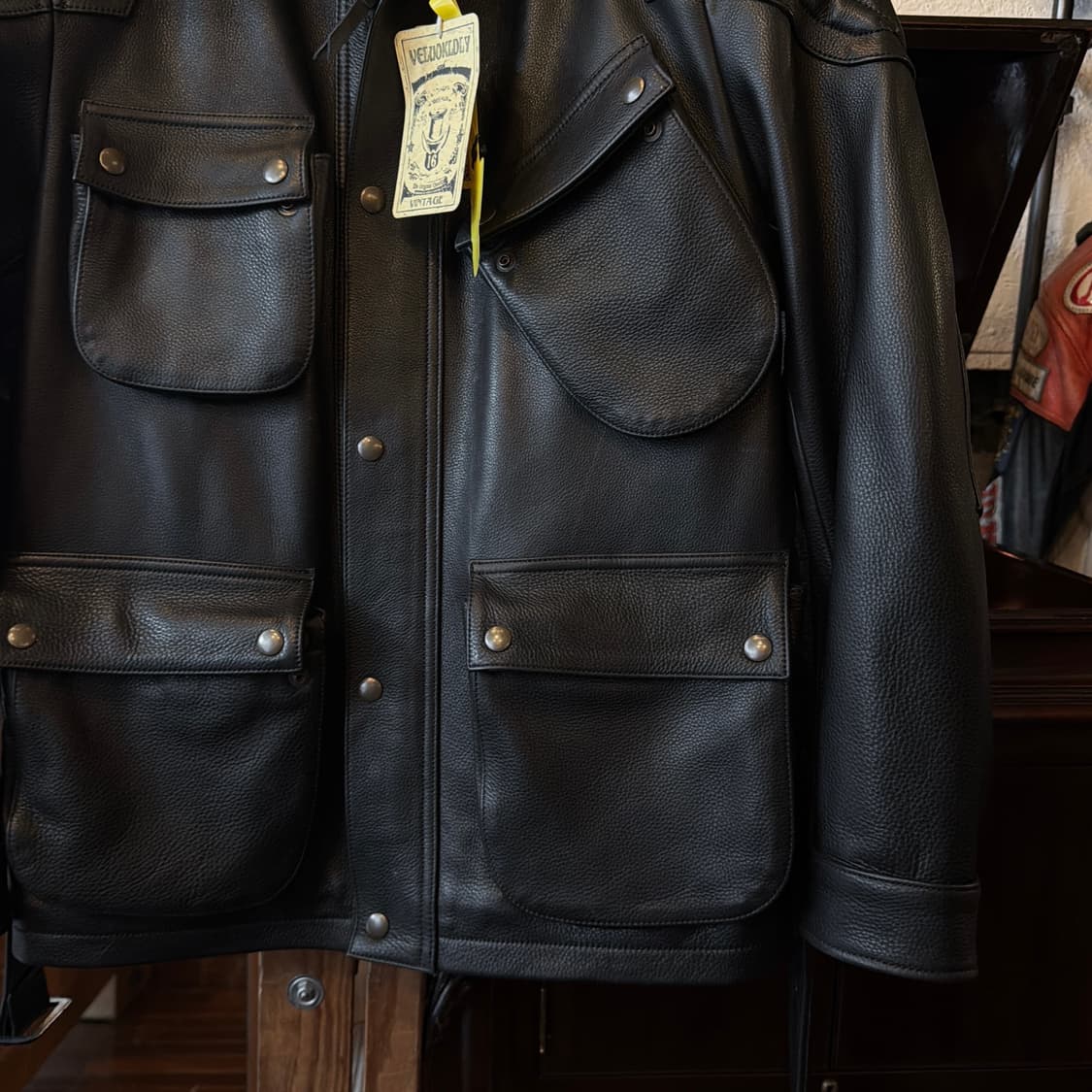 Veluokldly 송아지 가죽 레더 바이커 자켓 상품이미지3