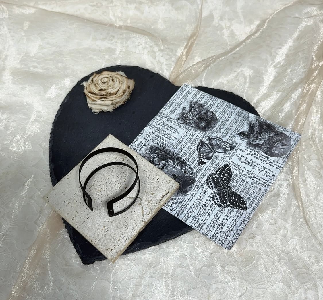 빈티지 마테 블랙 오픈 팔찌 상품이미지1