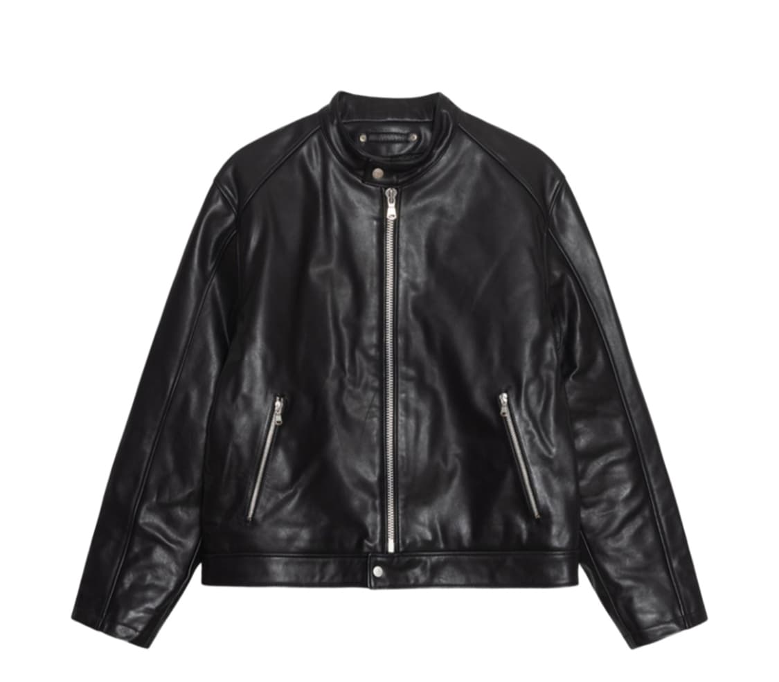 스투시 카페 레이서 레더 자켓 블랙 (M, 100) 상품이미지1