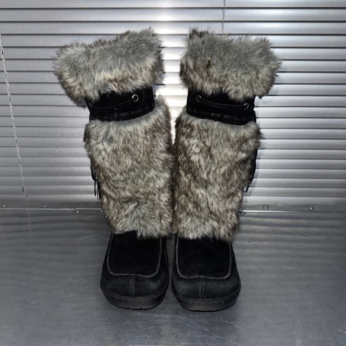 00s 레어 내추럴라이저 스웨이드 & 퍼 털 스노우 부츠 상품이미지3