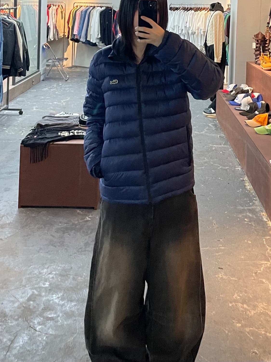 라코스테 블루 로고패치 구스다운 패딩 H1038 상품이미지1