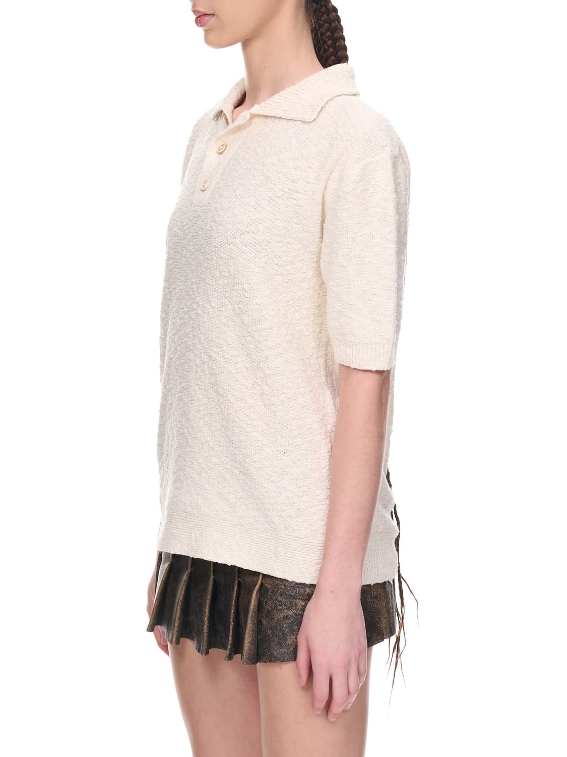 (W)메종 마르지엘라 니트 폴로 셔츠 오프화이트 S사이즈 상품이미지2