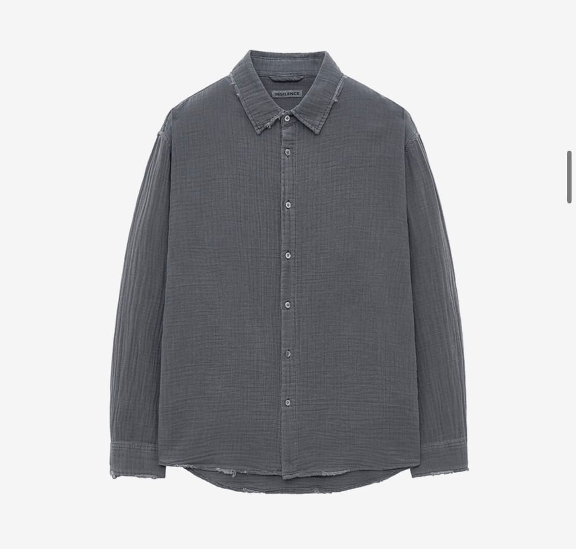 인사일런스 가먼트다이드 더블 거즈 셔츠 CHARCOAL L사이즈 상품이미지4