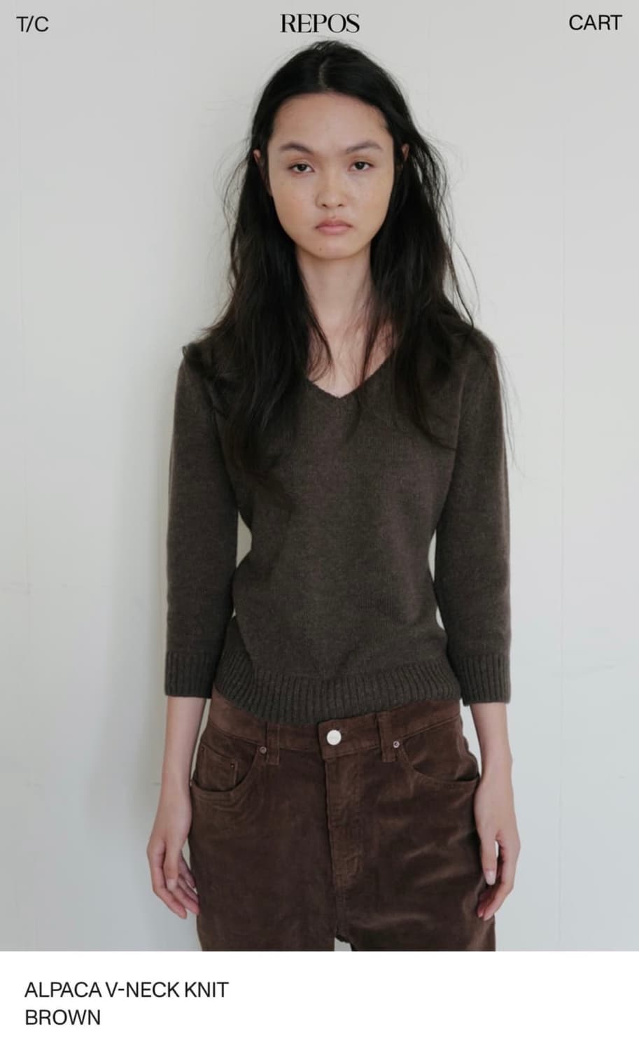 리포스 ALPACA V-NECK KNIT (BROWN) 상품이미지1
