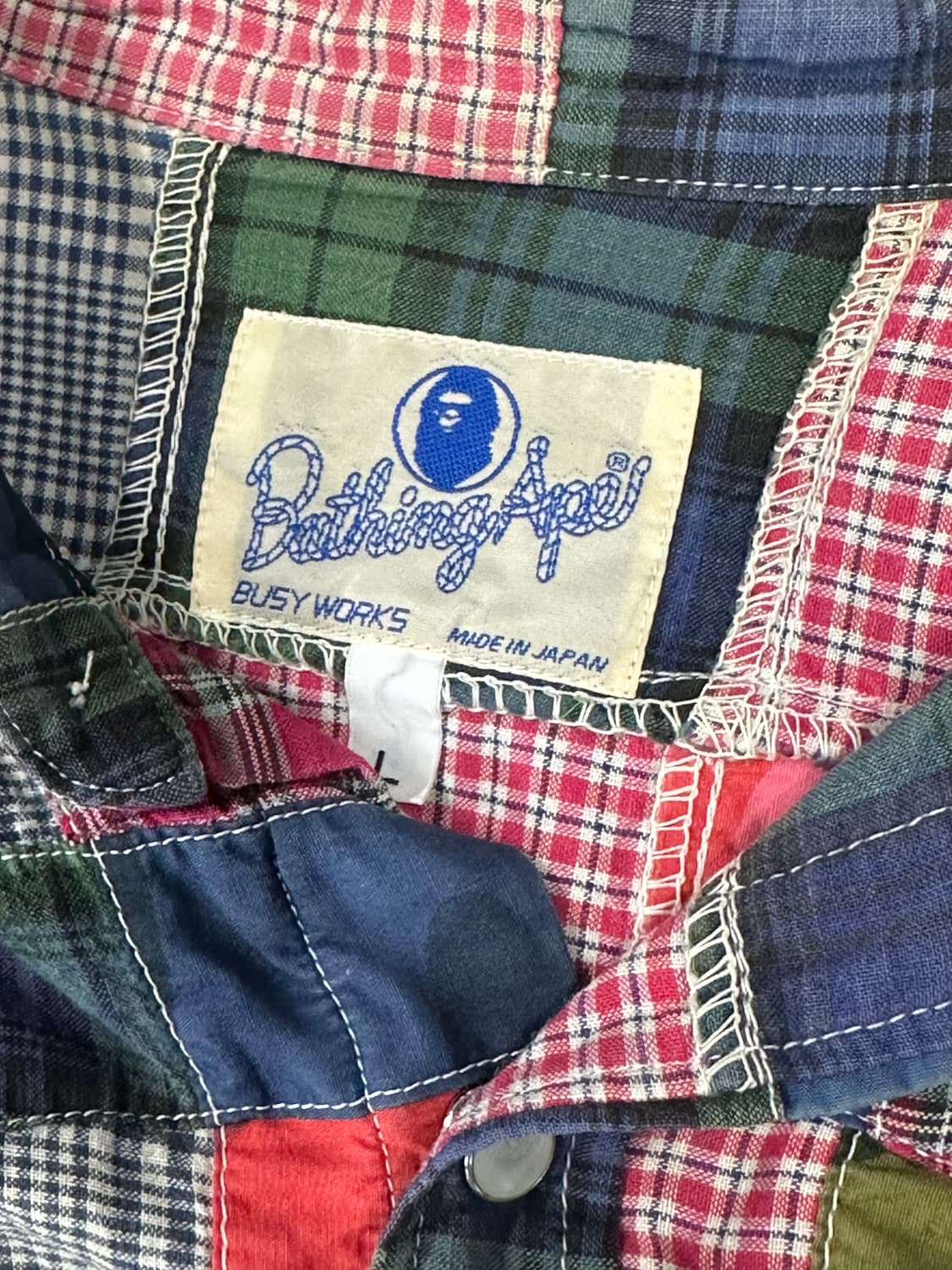 베이프 패치워크 긴팔 셔츠 상품이미지5