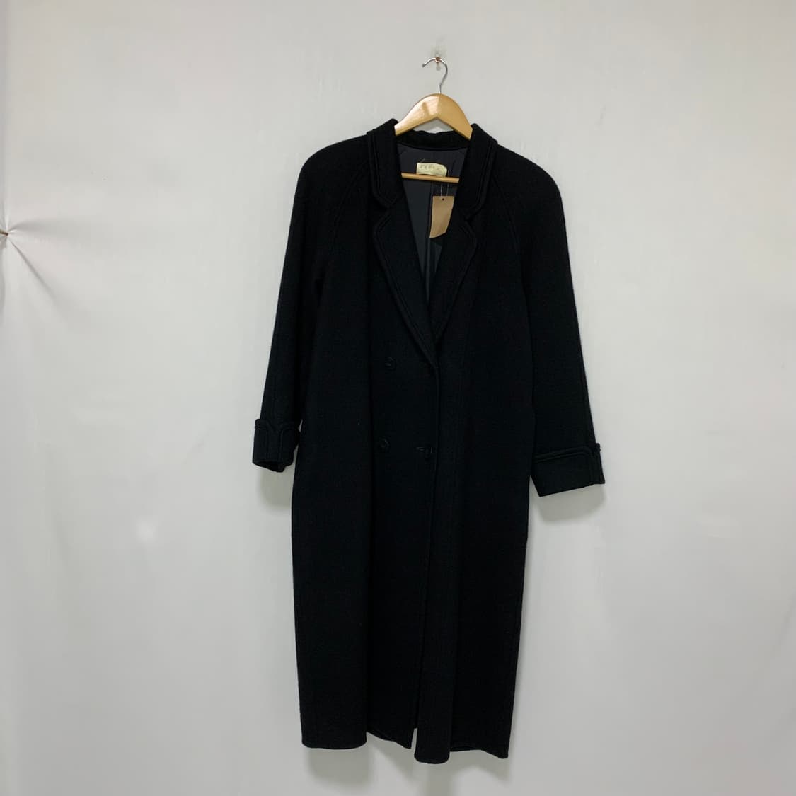 FERRAT 빈티지 캐시미어 100% 블랙 롱 코트 남녀공용 상품이미지1