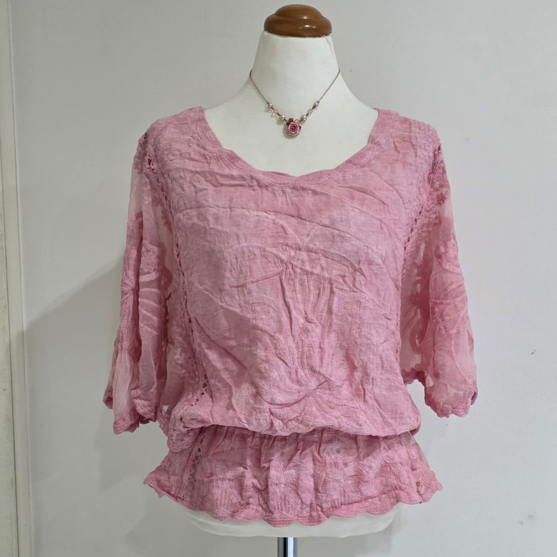 세실맥비 일본빈티지)가오리핏 모리걸 히메갸루 린넨 레이스자수 여름블라우스 상품이미지2