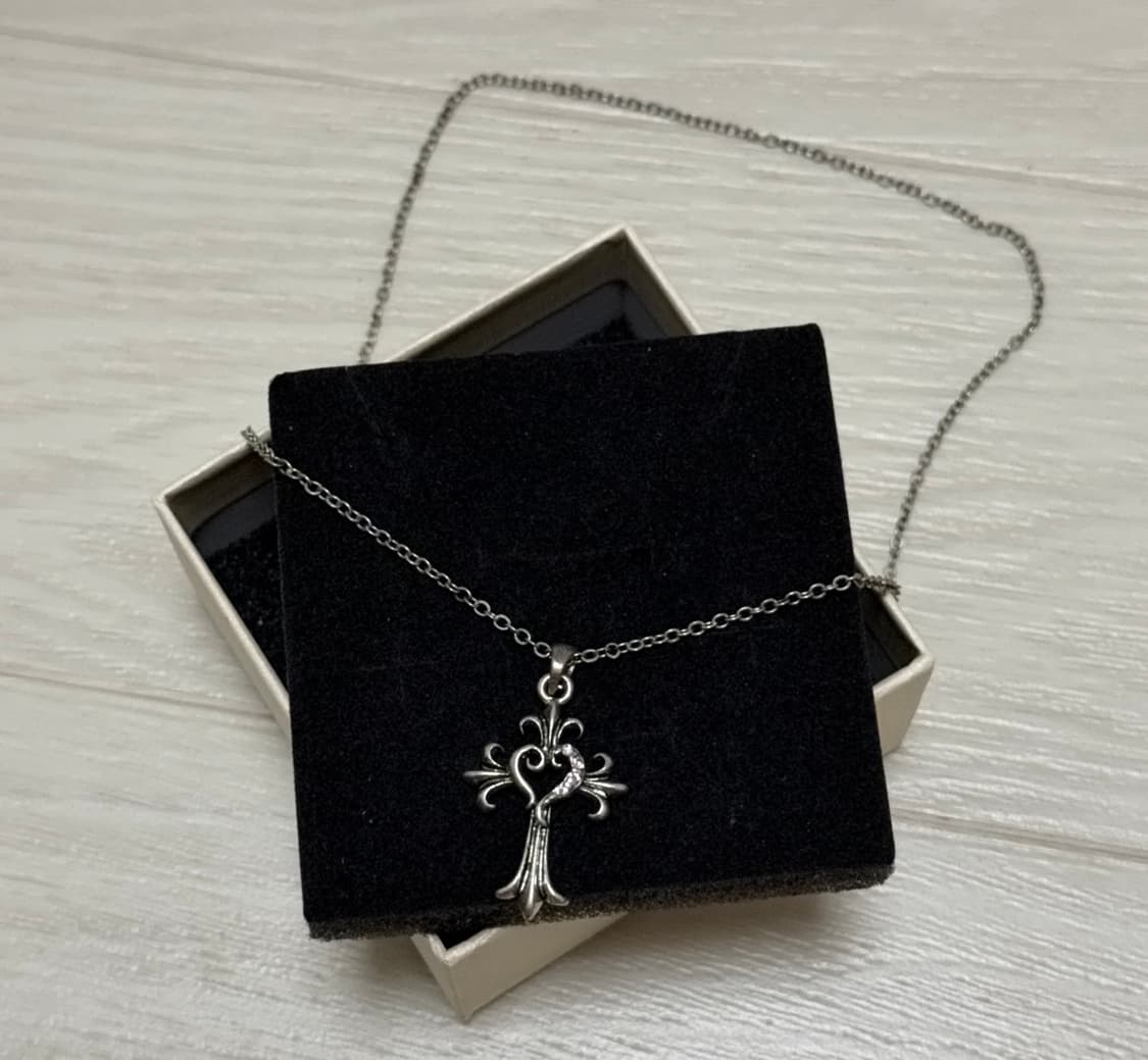빈티지 크롬깔 십자가 목걸이 상품이미지1