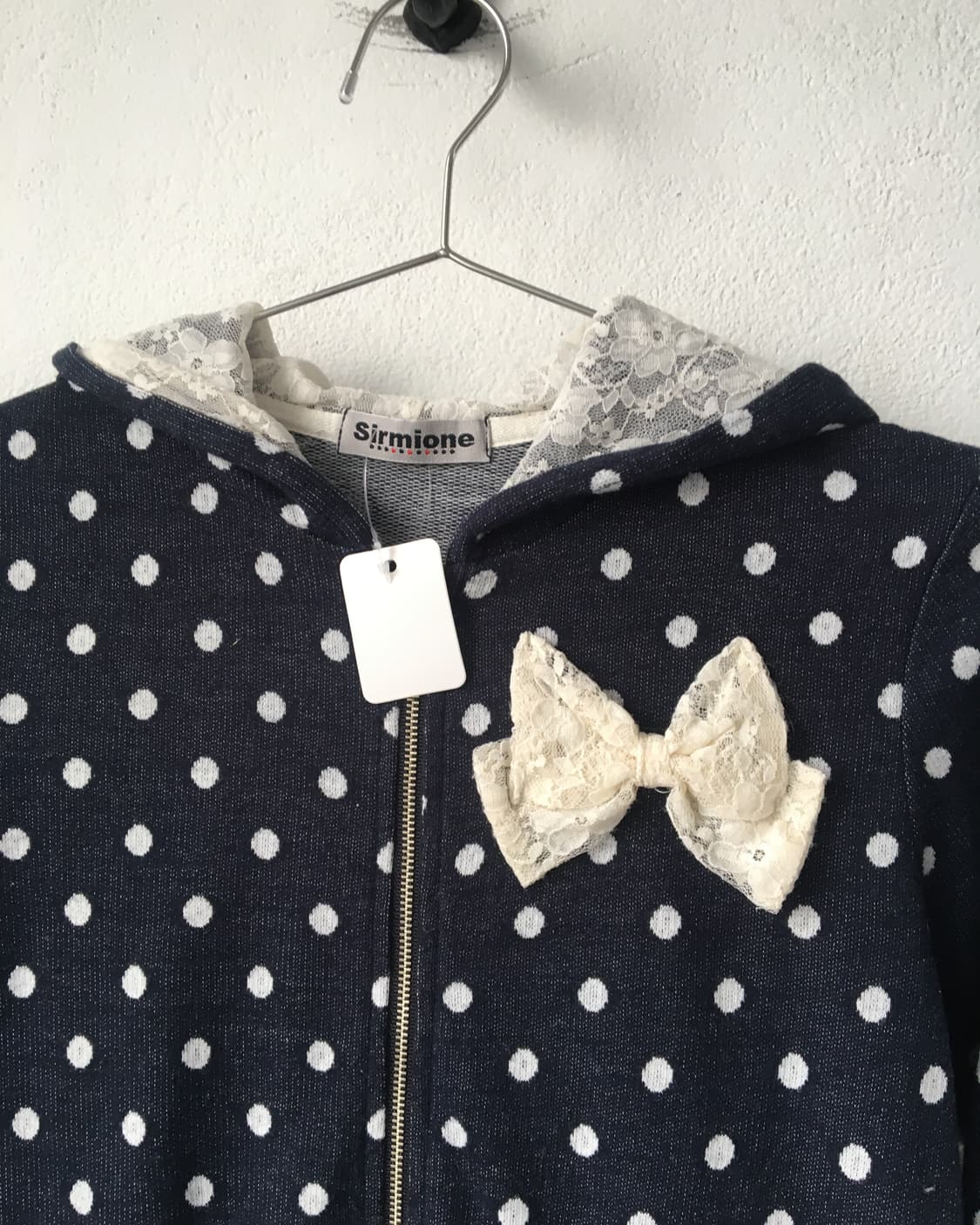 Ribbon point dot pattern hood zip up 상품이미지5