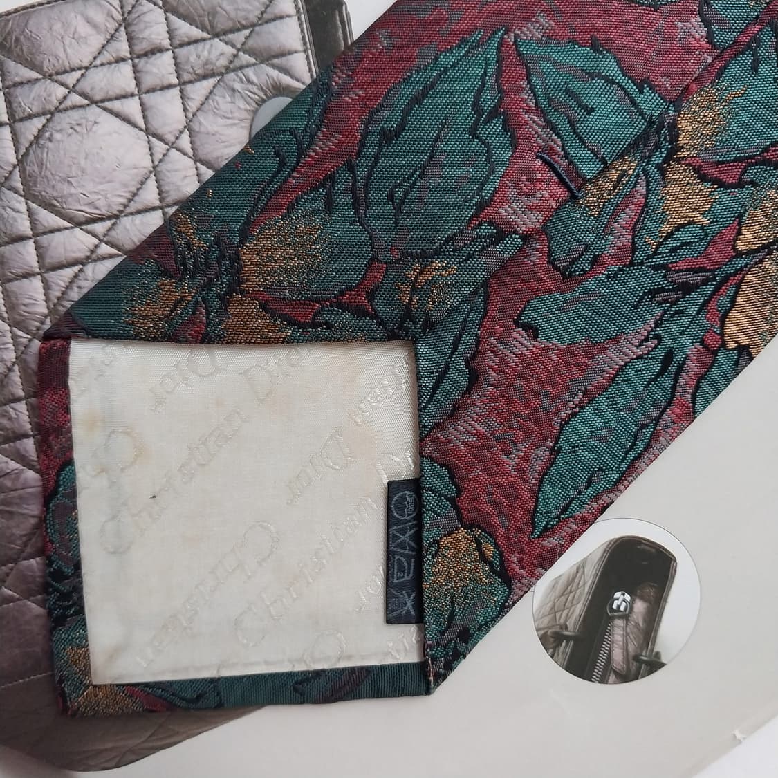 크리스찬 디올 그린 플로럴 패턴 넥타이 9.1cm A+~A등급 K2567 상품이미지6