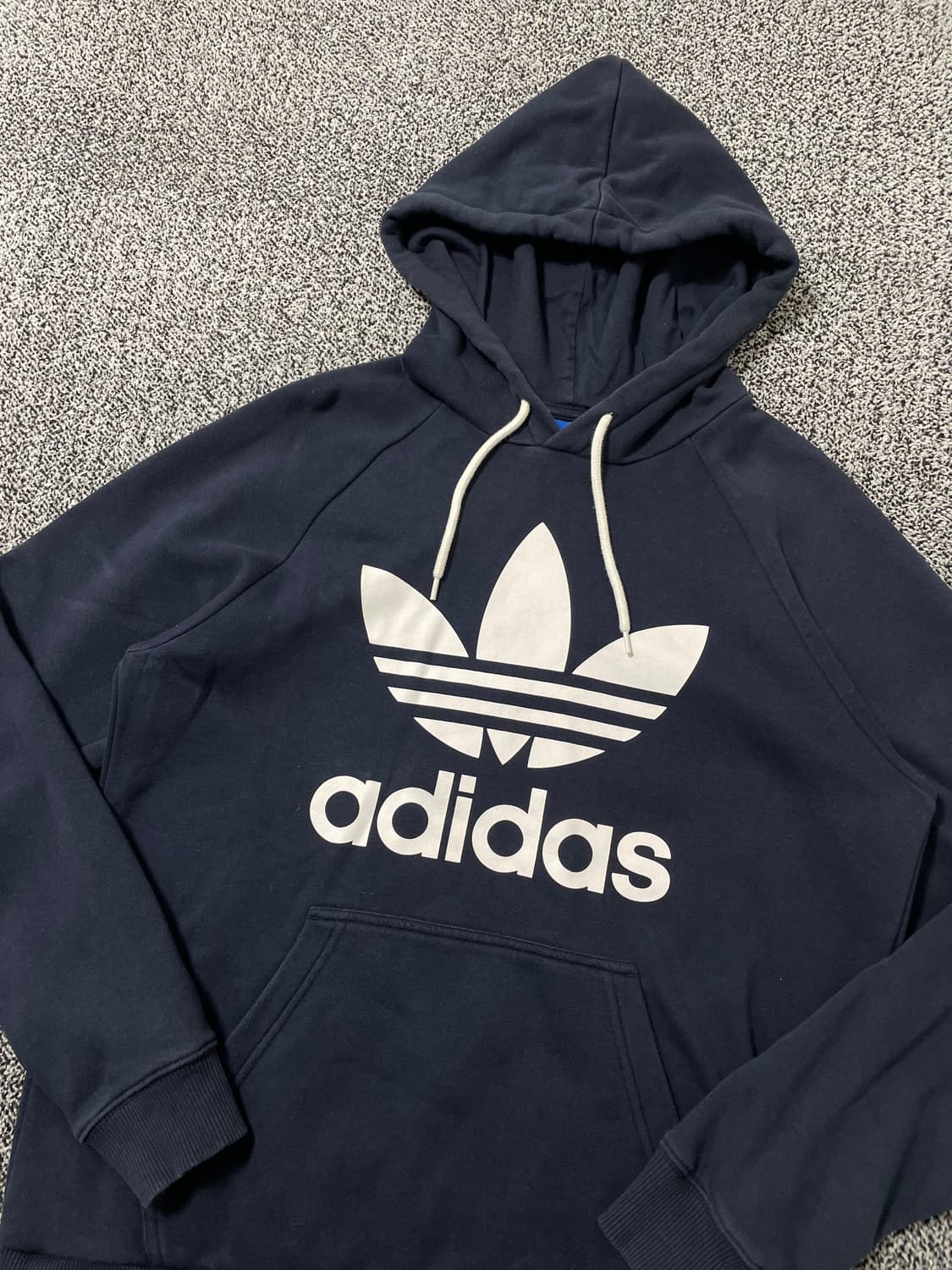 빈티지9. 아디다스 트레포일 빅 로고 그래픽 후드티셔츠 네이비 상품이미지2