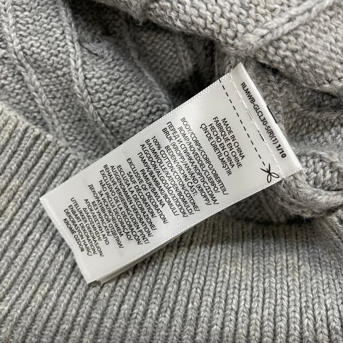 폴로 랄프로렌 포니 로고 케이블 반집업 니트 그레이 상품이미지4