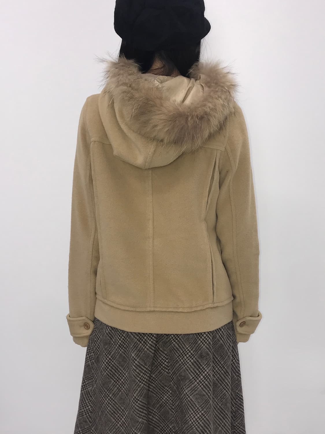 Jpn Beige Fur-Trimmed Hooded Duffle Coat 상품이미지3