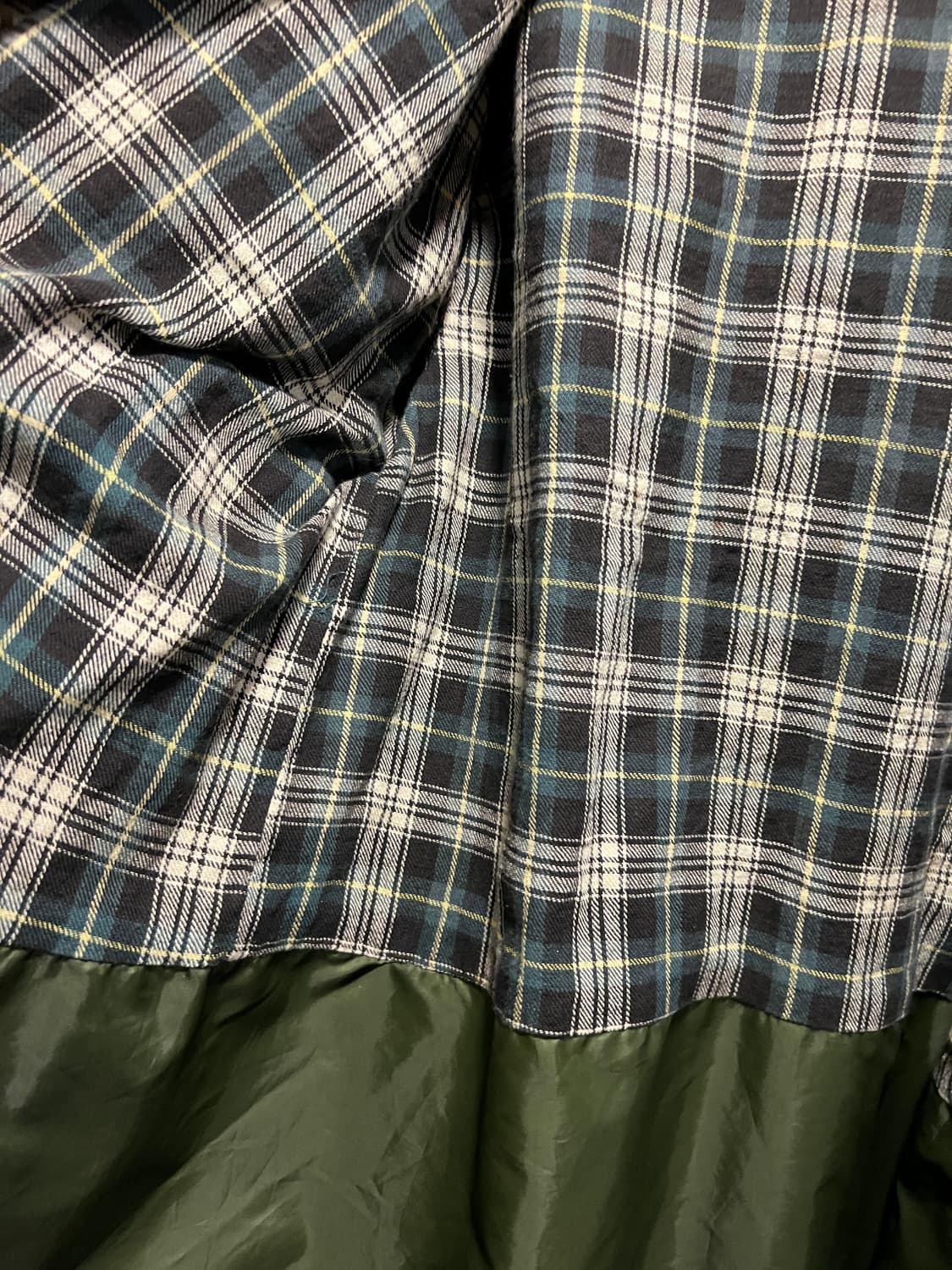 [L]90's Made in England 체크라이닝 올리브그린 왁스자켓 상품이미지6