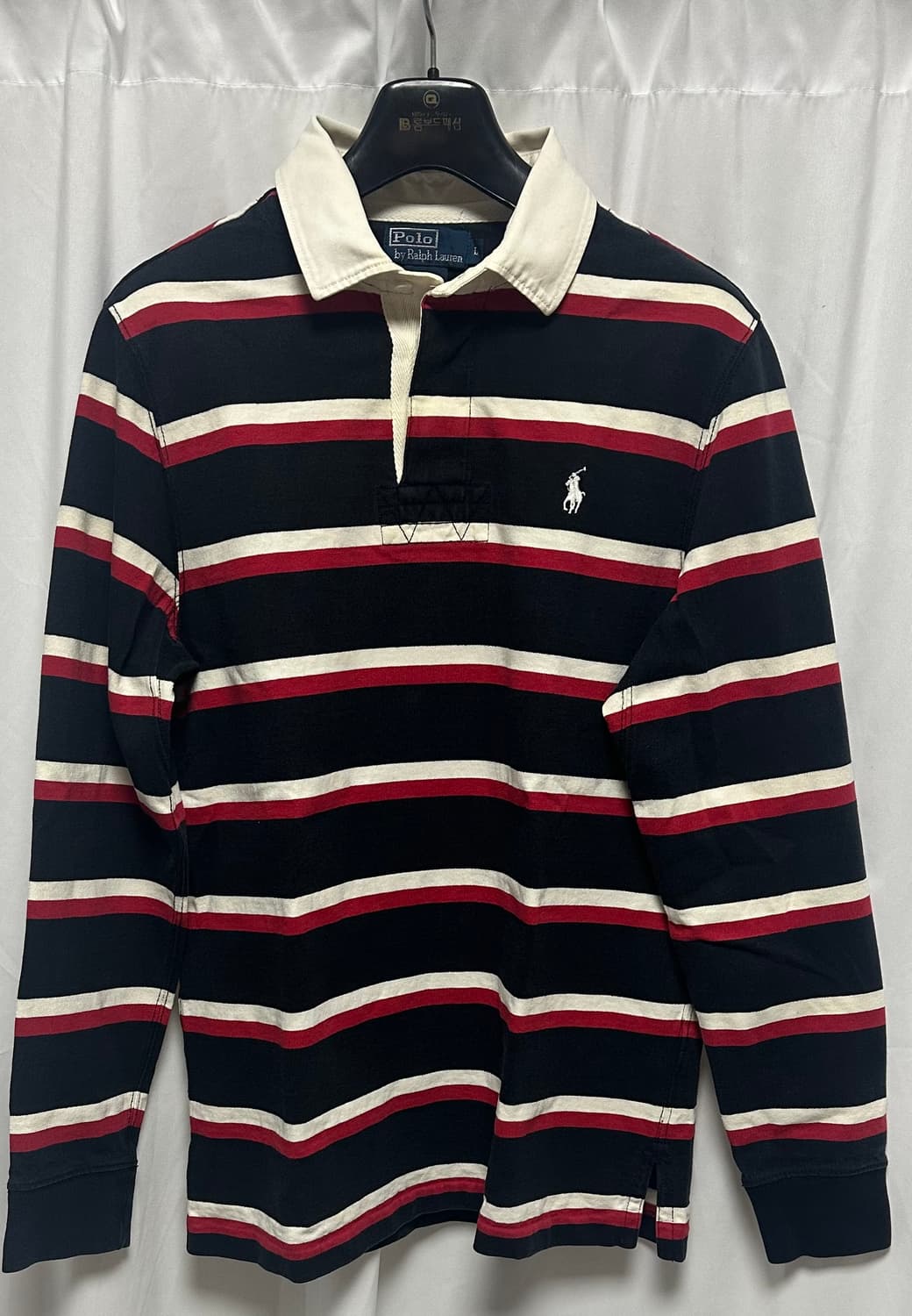 no.116 폴로 랄프로렌 스트라이프럭비티 L 상태굿 상품이미지1