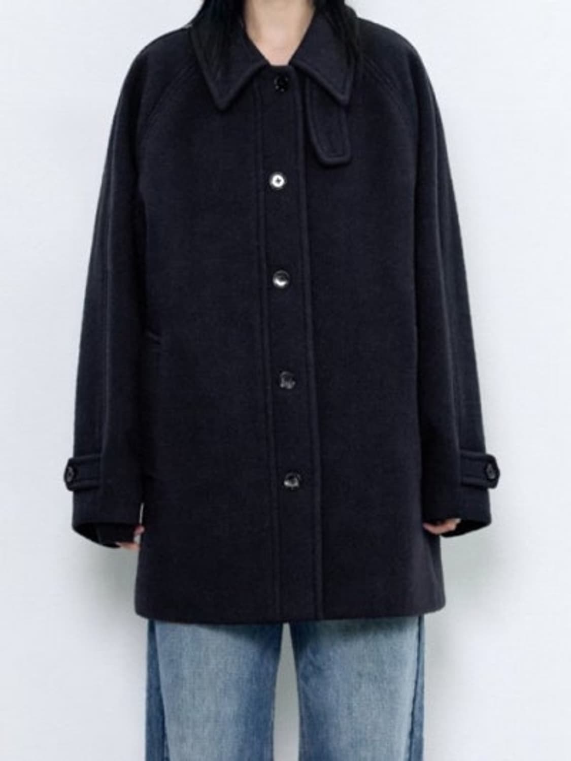 인사일런스 우먼 소프트 하프 발마칸 네이비 S 상품이미지1