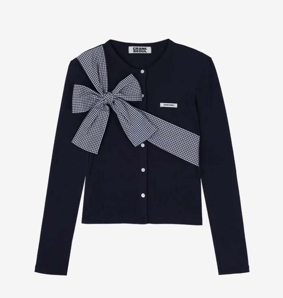 크랭크 리본 매듭 니트 가디건 네이비 상품이미지1