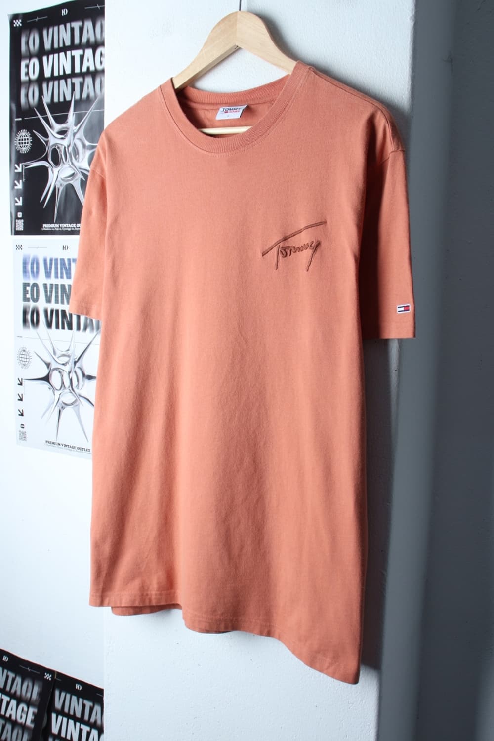(L-XL) 타미힐피거 반팔 티셔츠 자수로고 살구색 올드스쿨-H30187 상품이미지1
