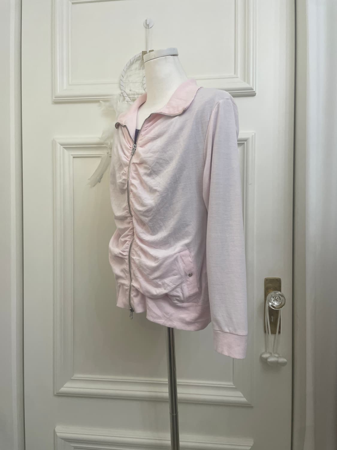 pink shirring cotton 2-way zip-up&purple 상품이미지2