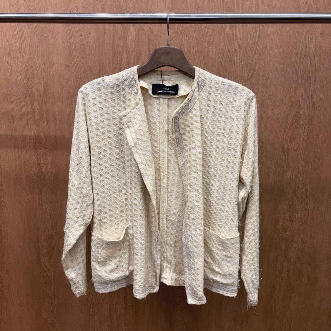  꼼데가르송 트리콧 오픈 자켓 와플 텍스처 디테일 레귤러핏 아이보리 상품이미지2