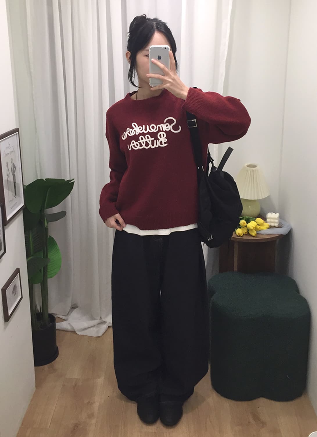 여성 빈티지 레터링 니트 100 상품이미지2