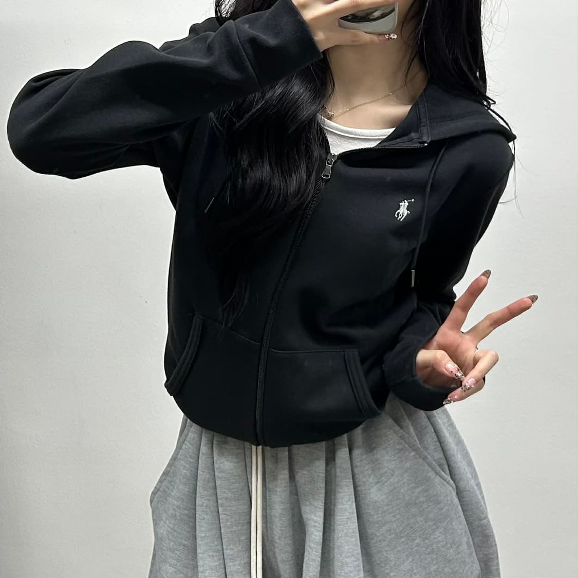 폴로 랄프로렌 신형 블랙 스웨트셔츠 후드집업(S) 상품이미지1